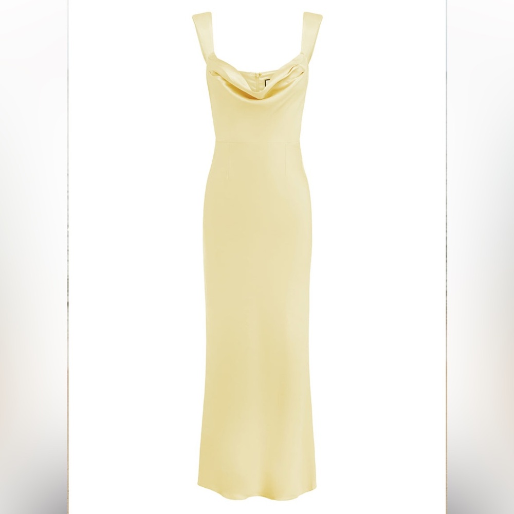 Elegant Yellow Cowl Neck Maxi Dress